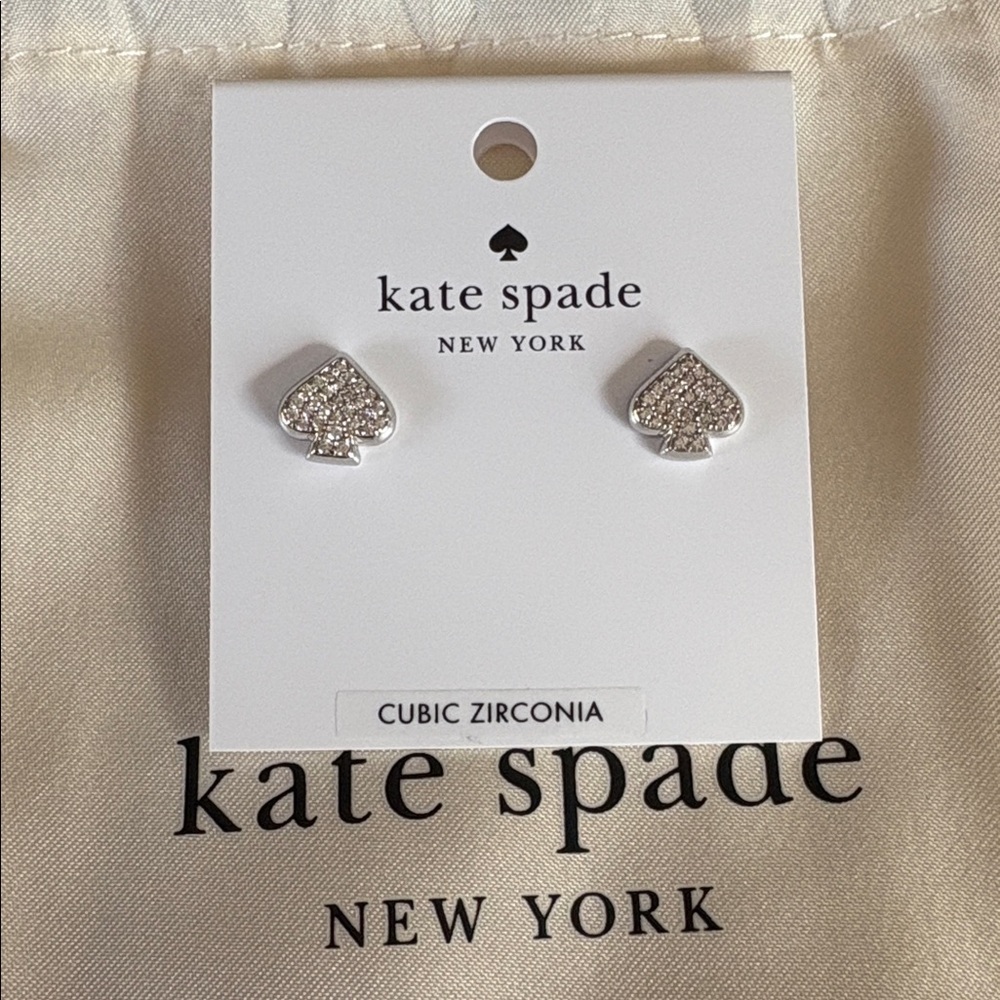 Kate Spade Silver Everyday Spade Stud earrings nwt and pouch